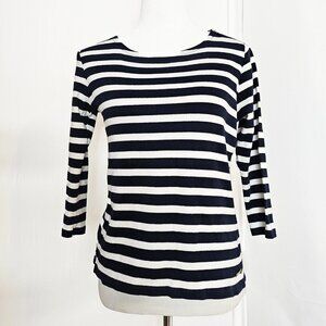 Ellen Tracy White and Navy Long Sleeve Shirt